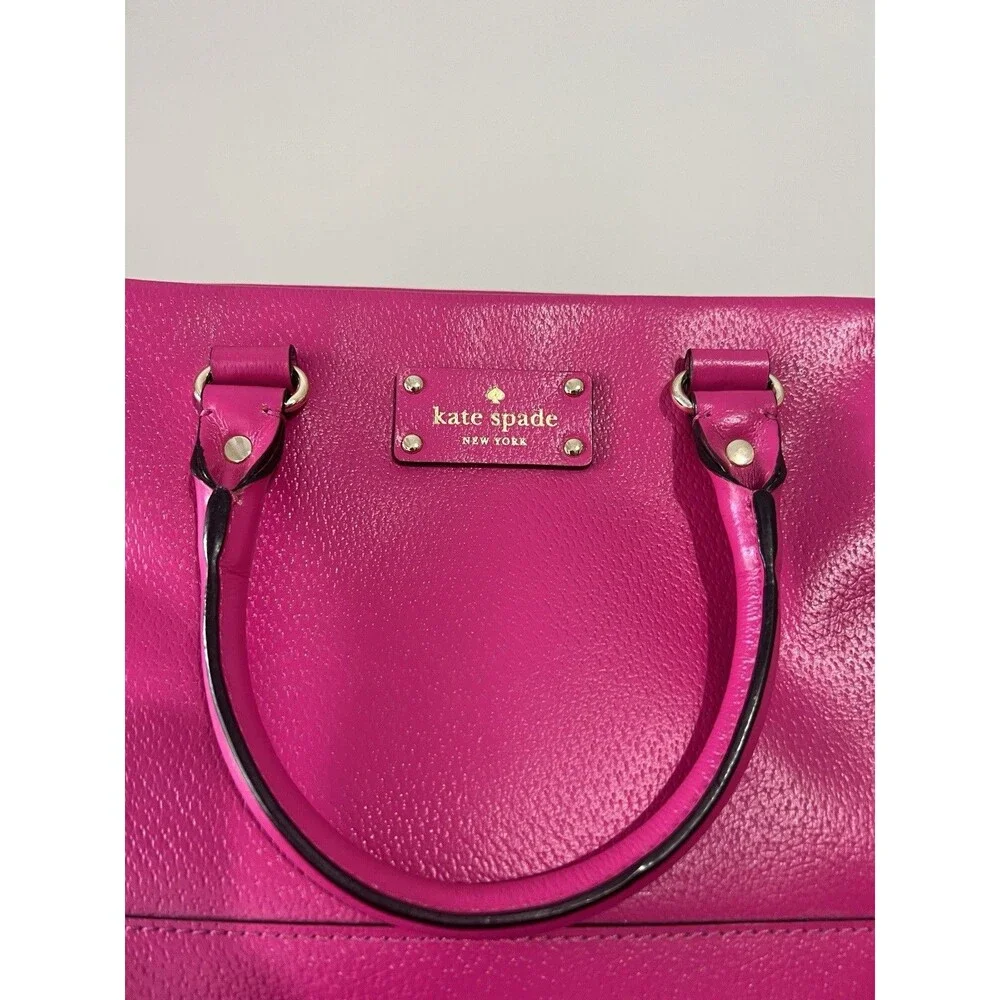 Kate Spade New York Pink Pebbled Satchel Top Handle Zip Bag w/ Detachable Strap